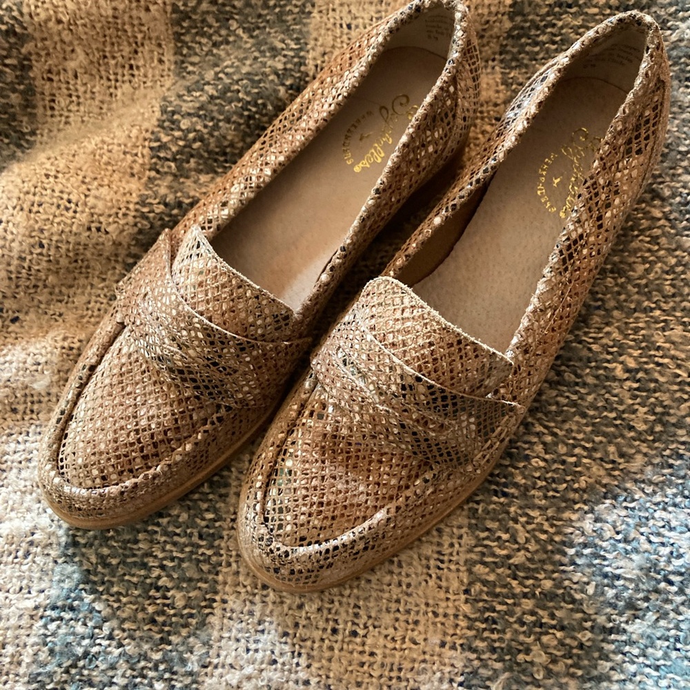 Seychelles Weekender Tan Leather Python Flats - Picture 2 of 6